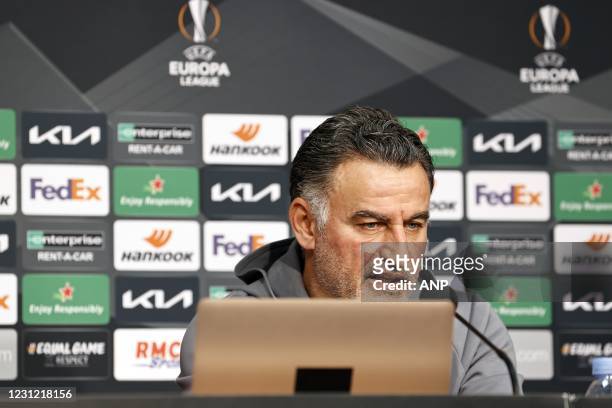 Lille OSC coach Christophe Galtier during the press conference prior to the UEFA Europa League match between Lille OSC and Ajax Amsterdam at Pierre...