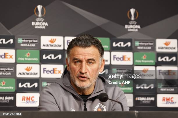 Lille OSC coach Christophe Galtier during the press conference prior to the UEFA Europa League match between Lille OSC and Ajax Amsterdam at Pierre...