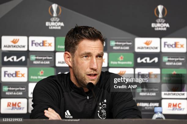 Ajax goalkeeper Maarten Stekelenburg during the press conference prior to the UEFA Europa League match between Lille OSC and Ajax Amsterdam at the...