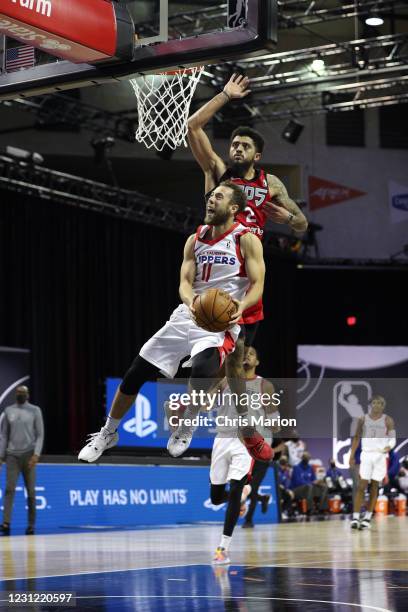 Jordan Ford of the Agua Caliente Clippers goes to the basket against the Raptors 905 on February 17, 2021 at HP Field House in Orlando, Florida. NOTE...