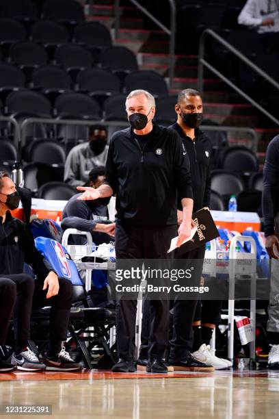 Assistant Coach Mike D'Antoni of the Brooklyn Nets looks on during the game against the Phoenix Suns on February 16, 2021 at Talking Stick Resort...