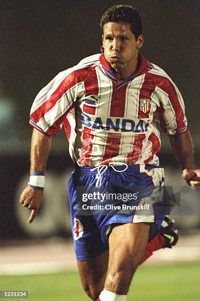 Diego Simeone of Athletico Madrid in action during a Spanish Friendly match against Barcelona at the Vincente Calderon Stadium in Madrid, Spain. \...