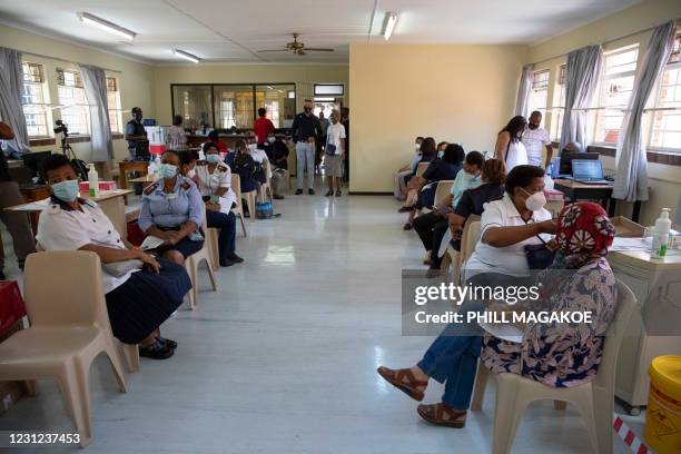 Healthcare worker waiting to receive a dose of the Johnson & Johnson vaccine against the COVID-19 coronavirus as South Africa proceeds with its...