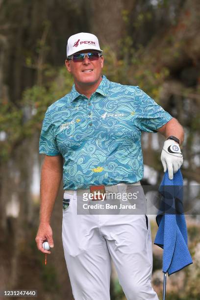 Points stands on the fourth tee box during the first round of the LECOM Suncoast Classic at Lakewood National Golf Club Commander Course on February...