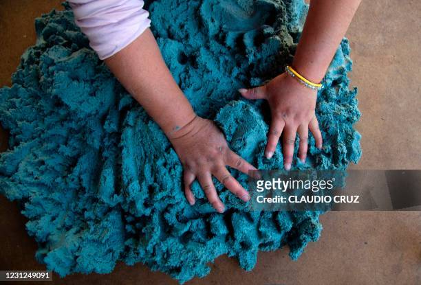Ana, a member of the collective Mujeres de la Tierra, prepares Mexican traditional tortillas, in Milpa Alta, Mexico City, on February 16, 2021. - The...