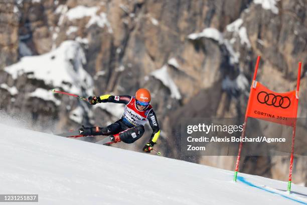 Filip Zubcic of Croatia in action during the FIS Alpine Ski World Championships Men's Giant Slalom on February 19, 2021 in Cortina d'Ampezzo Italy.