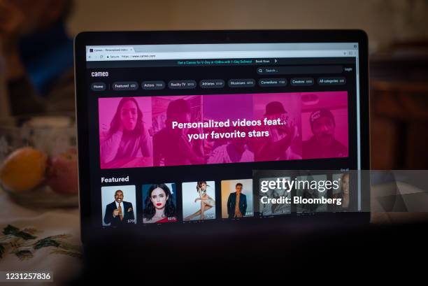 The Cameo website on a laptop computer arranged in Dobbs Ferry, New York, U.S., on Saturday, Feb. 13, 2021. Cameo, an app connecting customers to...