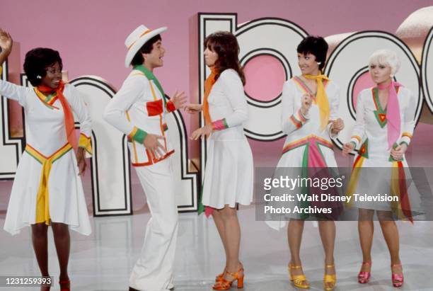 Marion Ramsey, Desi Arnaz, Jr, Brenda Vaccaro, Joanne Jones, Adrienne Posta appearing in sketch on the ABC tv special 'Lampoon'.