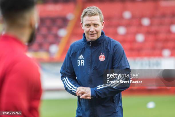 Barry Robson of Aberdeen during the Ladbrokes Premiership match between Aberdeen and Kilmarnock at Pittodrie Stadium on February 20, 2021 in...