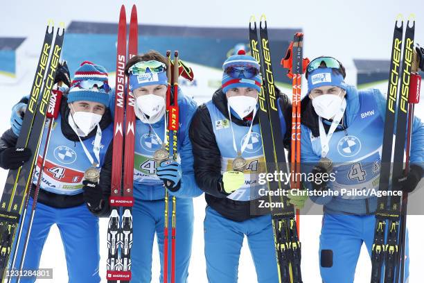 Russia Team of Russia wins the bronze medal during the IBU World Championships Biathlon Men's 4 x 7.5 km Relay Competition in February 20, 2021 in...