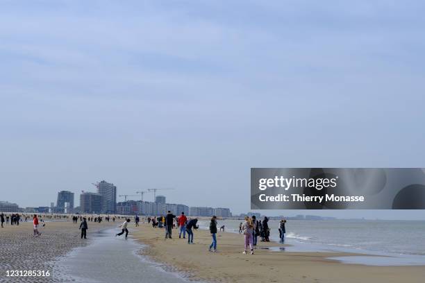 People enjoy a warm Saturday at the seaside on February 20 in Ostende, Belgium. Today, the temperature reached 16° Centigrade . Oostende was built...