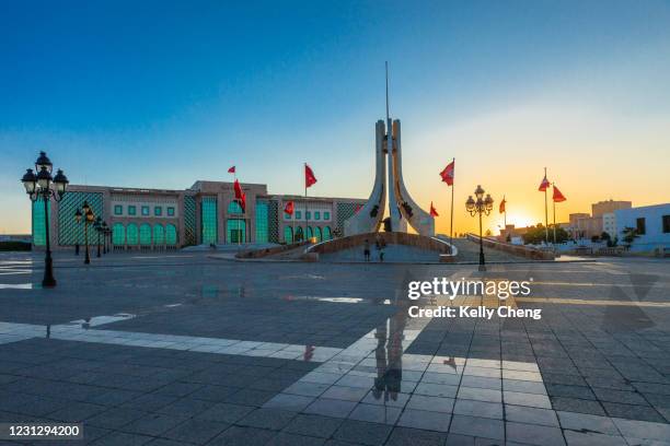 tunis city hall at sunset - kasbah stock pictures, royalty-free photos & images