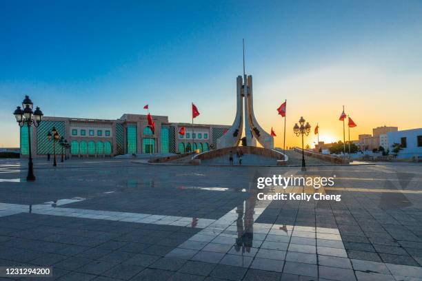 tunis city hall at sunset - casbah stock pictures, royalty-free photos & images