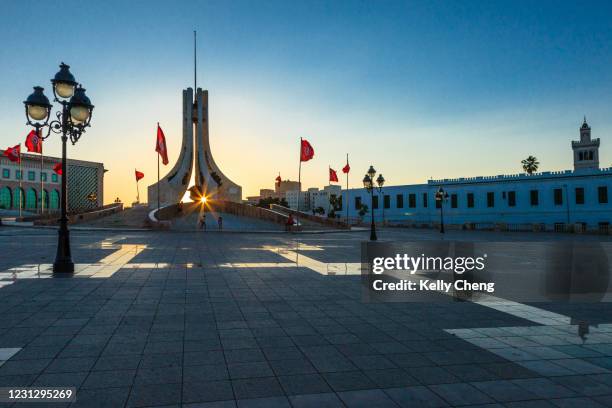tunis city hall at sunset - tunisia tunis stock pictures, royalty-free photos & images