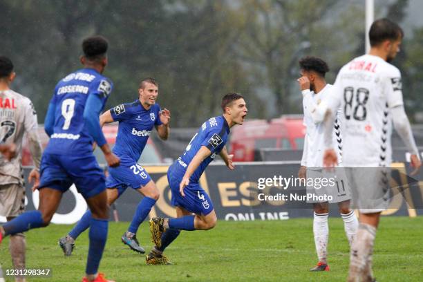 Toms Ribeiro celebrates his goal during the game for Liga NOS between Belenenses SAD and Nacional, at Estdio Nacional, Lisboa, Portugal February, 2021