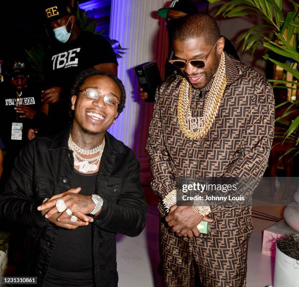 Recording Artist Jacquees and Floyd Mayweather attend a Futuristic-themed Birthday Party Experience for 50 time Champion Boxer Floyd Mayweather 44th...