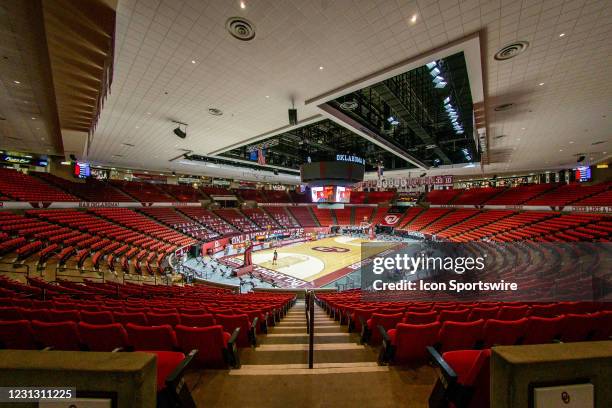 Oklahoma Sooners empty arena prior to the game between the Oklahoma Sooners and the Kansas State Wildcats on January 19, 2021 at Lloyd Noble Center...