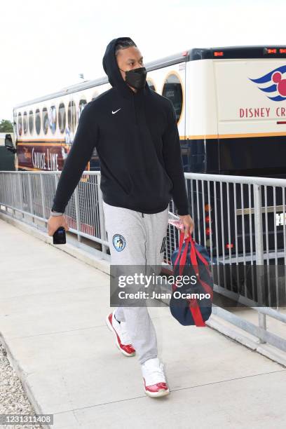 McDaniels of the Greensboro Swarm arrives to the arena for the game on February 21, 2021 at AdventHealth Arena in Orlando, Florida. NOTE TO USER:...