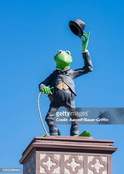 General views of Kermit the Frog above the Jim Henson Company studio lot on February 22, 2021 in Hollywood, California. The Jim Henson Company...