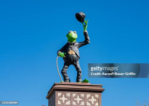 General views of Kermit the Frog above the Jim Henson Company studio lot on February 22, 2021 in Hollywood, California. The Jim Henson Company...