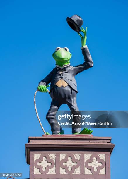 General views of Kermit the Frog above the Jim Henson Company studio lot on February 22, 2021 in Hollywood, California. The Jim Henson Company...