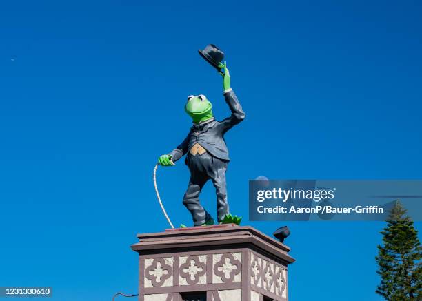 General views of Kermit the Frog above the Jim Henson Company studio lot on February 22, 2021 in Hollywood, California. The Jim Henson Company...