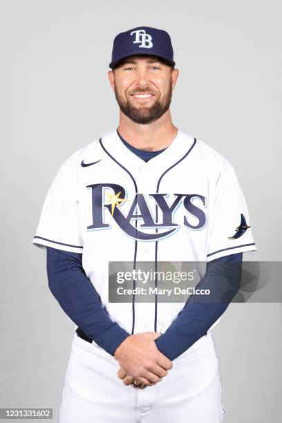 Hunter Strickland of the Tampa Bay Rays poses during Photo Day on Monday, February 22, 2021 at Charlotte Sports Park in Port Charlotte, Florida.