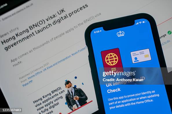 In this photo illustration, the UK Immigration: ID Check app on a ...