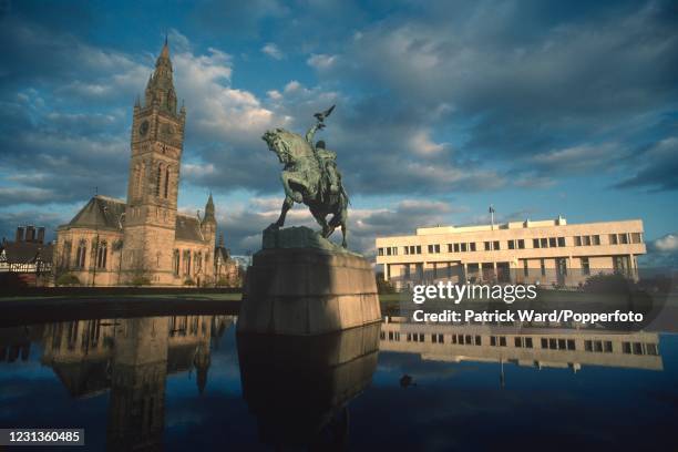 Eaton Hall, its Chapel, stable block and reflecting pool near Eccleston, Cheshire, the home of the Duke of Westminster, circa 1986. Considered not...