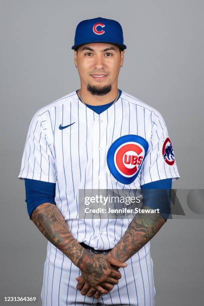 Javier Báez of Chicago Cubs poses during Photo Day on Tuesday, February 23, 2021 at Sloan Park in Mesa, Arizona.