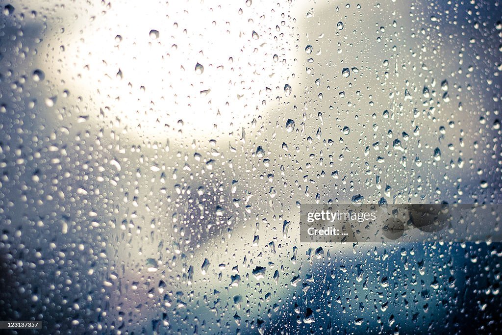 Raindrops on car window