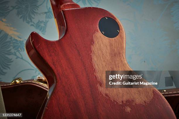 Detail of a Gibson Paul Kossoff 1959 Les Paul Aged electric guitar, taken on July 22, 2020.