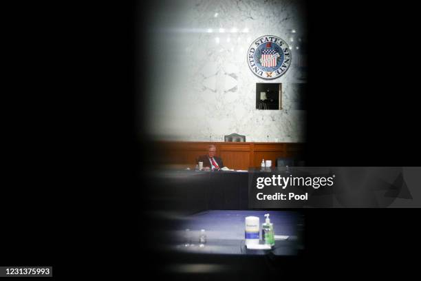 Ranking Member Sen. Richard Burr attends a hearing before the Senate Health, Education, Labor, and Pensions Committee February 25, 2021 on Capitol...