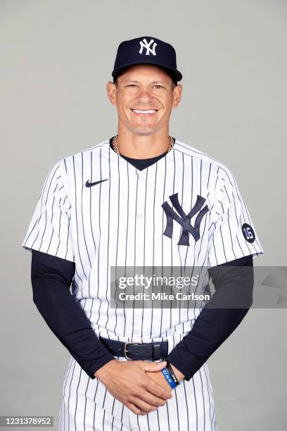 Derek Dietrich of the New York Yankees poses during Photo Day at George M. Steinbrenner Field on Wednesday, February 24, 2021 in Tampa, Florida.