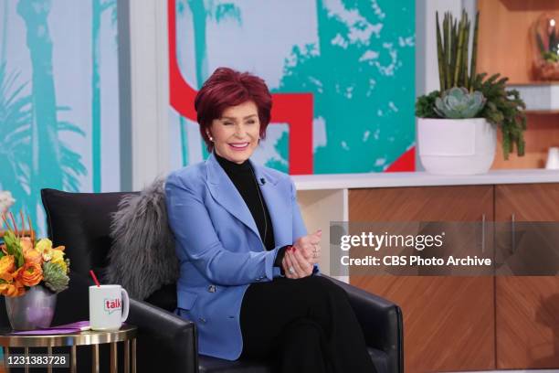 The Talk," Friday, February 19th, 2021 on the CBS Television Network. Sharon Osbourne, shown. Guests: Storm Reid and Ross Butler.