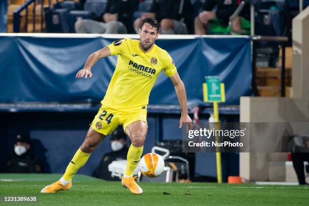 Villarreal's Alfonso Pedraza during Europa League match round of 32 Second leg between Villarreal CF and Salzburgo at La Ceramica Stadium on February...