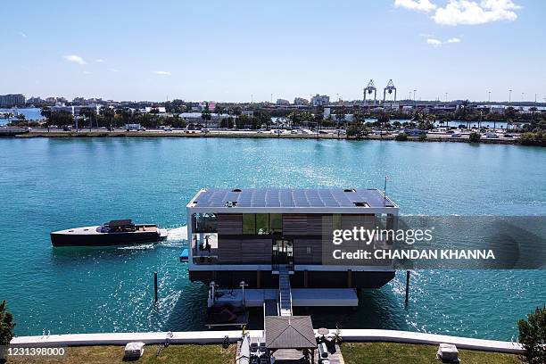 The Arkup luxury floating villa is docked at Star Island in Miami Beach, Florida, on February 5, 2021. Miami residents are used to seeing this...