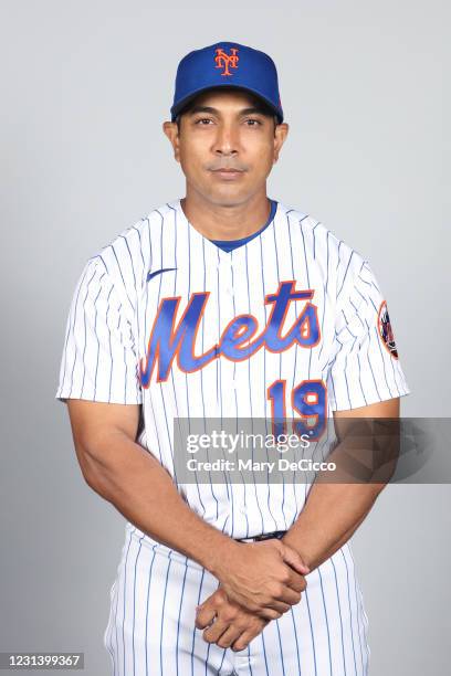 Manager Luis Rojas of the New York Mets poses during Photo Day on Thursday, February 25, 2021 at Clover Park in Port St. Lucie, Florida.