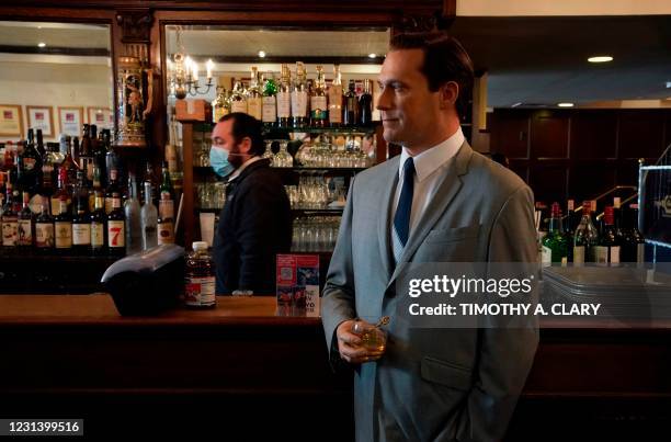 Madame Tussauds wax figure of actor John Hamm who plays Don Draper from the AMC television drama series Mad Men, is displayed inside the historic...