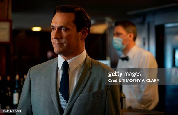 Madame Tussauds wax figure of actor John Hamm who plays Don Draper from the AMC television drama series Mad Men, is displayed inside the historic...