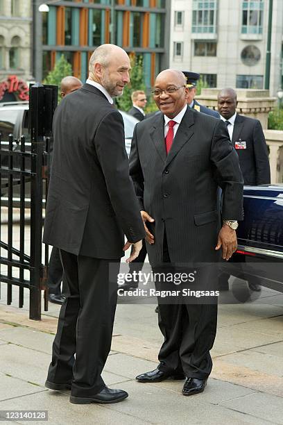 President of the Parliament Dag Terje Andersen welcomes South African President Jacob Zuma to the Parliament on the first day of the South Africa...