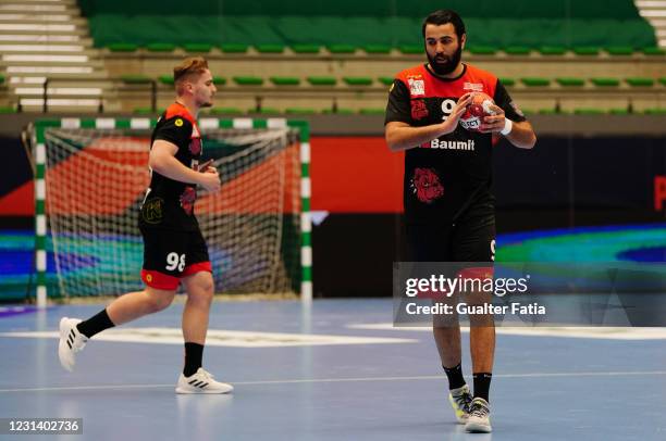 Amine Bannour of CS Dinamo Bucuresti in action during the EHF European League match between Sporting CP and CS Dinamo Bucuresti at Pavilhao Joao...