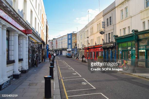 Closed shops on Portobello Road in Notting Hill, London. The UK will start easing the lockdown restrictions in March, with several stages set to be...