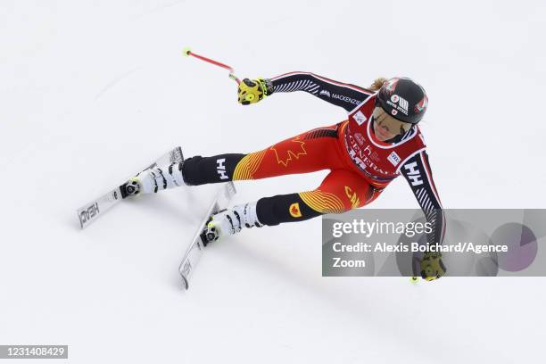 Marie-michele Gagnon of Canada in action during the Audi FIS Alpine Ski World Cup Women's Downhill on February 27, 2021 in Val di Fassa, Italy.