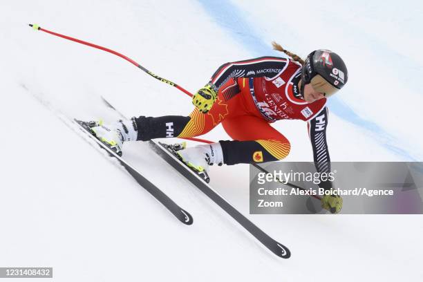 Marie-michele Gagnon of Canada in action during the Audi FIS Alpine Ski World Cup Women's Downhill on February 27, 2021 in Val di Fassa, Italy.