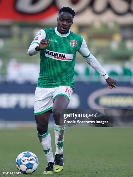 Richie Musaba of FC Dordrecht during the Dutch Keuken Kampioen Divisie match between FC Dordrecht v Helmond Sport at the Riwal Hoogwerkers Stadium on...