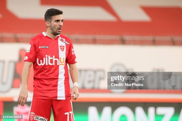 Marco D'Alessandro of AC Monza looks on during the Serie B match between AC Monza and AS Cittadella at Stadio Brianteo on February 27, 2021 in Monza,...