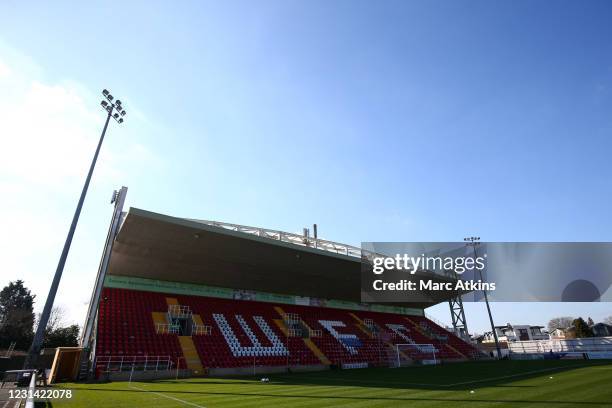 General view of Kingfield Stadium prior to the FA Trophy 1/4 final match between Woking FC and Torquay United at Kingfield Stadium on February 27,...