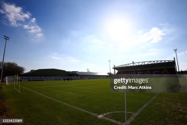 General view of Kingfield Stadium prior to the FA Trophy 1/4 final match between Woking FC and Torquay United at Kingfield Stadium on February 27,...