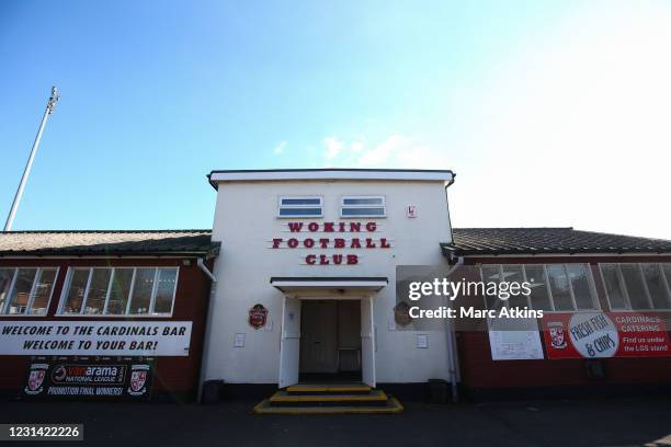 General view of Kingfield Stadium prior to the FA Trophy 1/4 final match between Woking FC and Torquay United at Kingfield Stadium on February 27,...